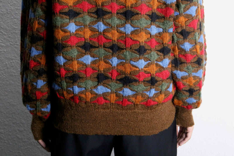 Vneck 3D acryl knit pull