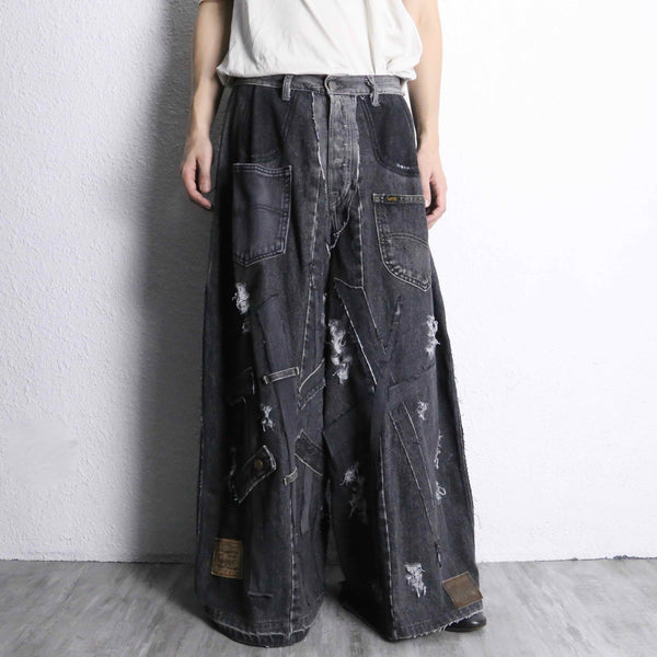 ''Re:make''  docking wide black denim pants
