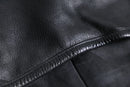 metal-clip heavy leather fireman jaket