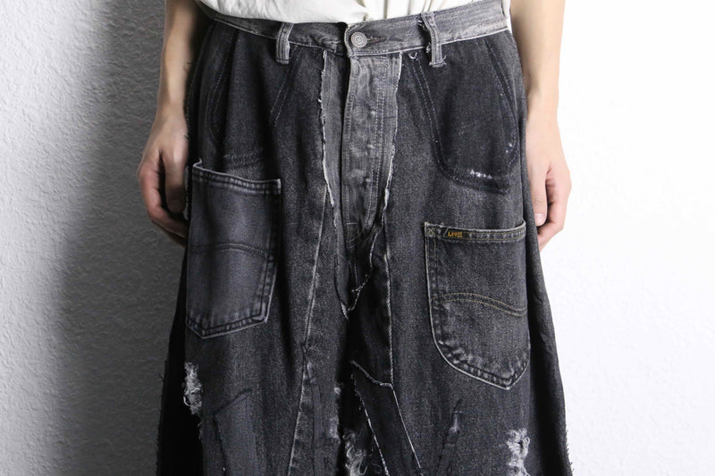 ''Re:make''  docking wide black denim pants