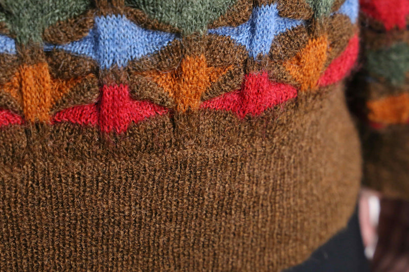 Vneck 3D acryl knit pull