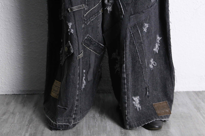 ''Re:make''  docking wide black denim pants