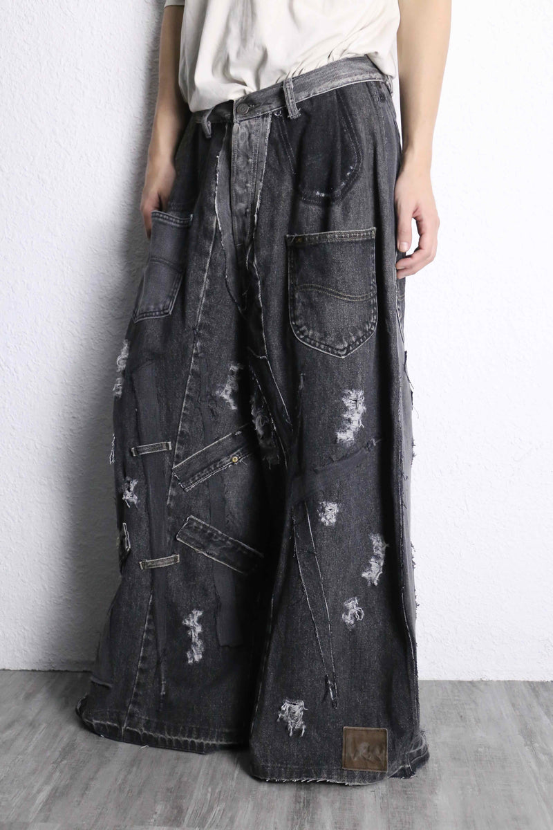 ''Re:make''  docking wide black denim pants