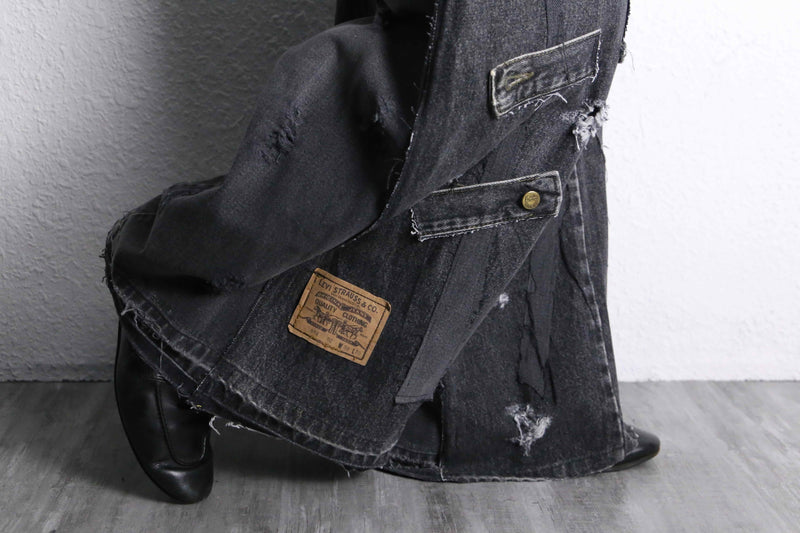 ''Re:make''  docking wide black denim pants