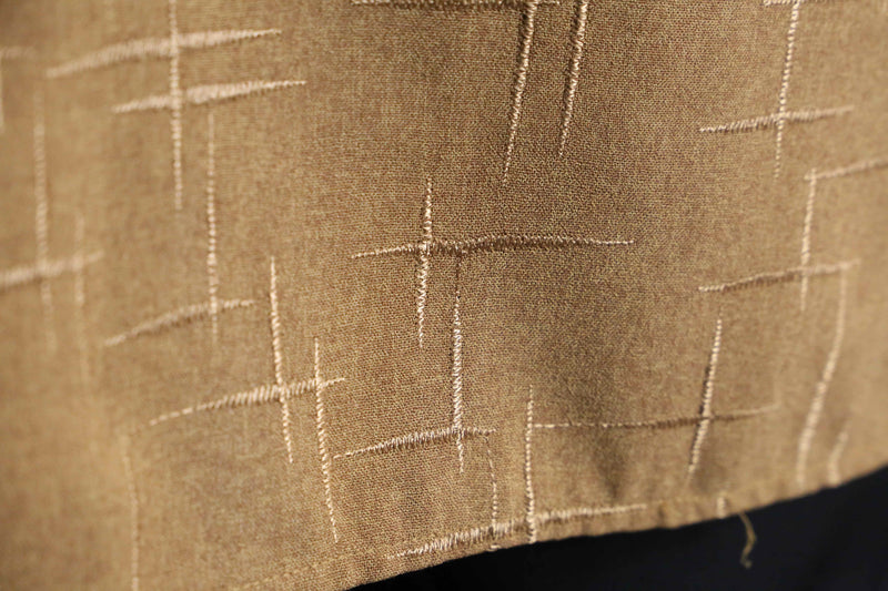 "PRONTI" light brown embroidery pattern S/S shirt