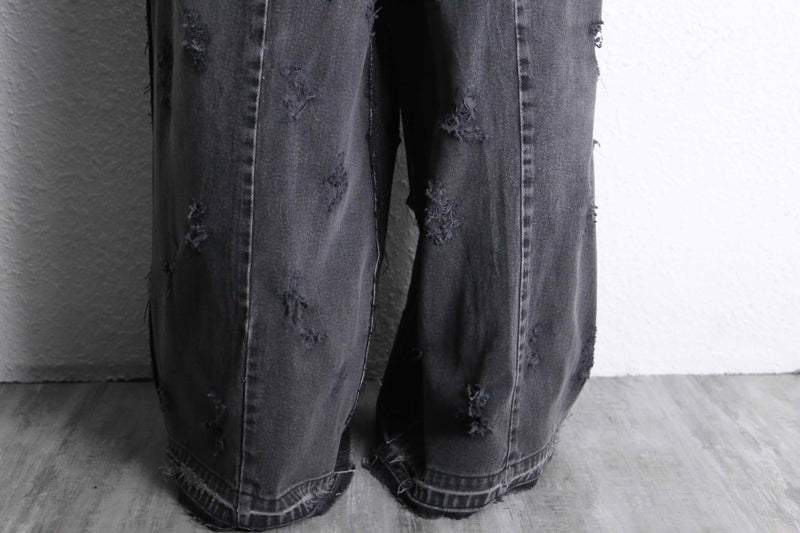 ''Re:make''  docking wide black denim pants