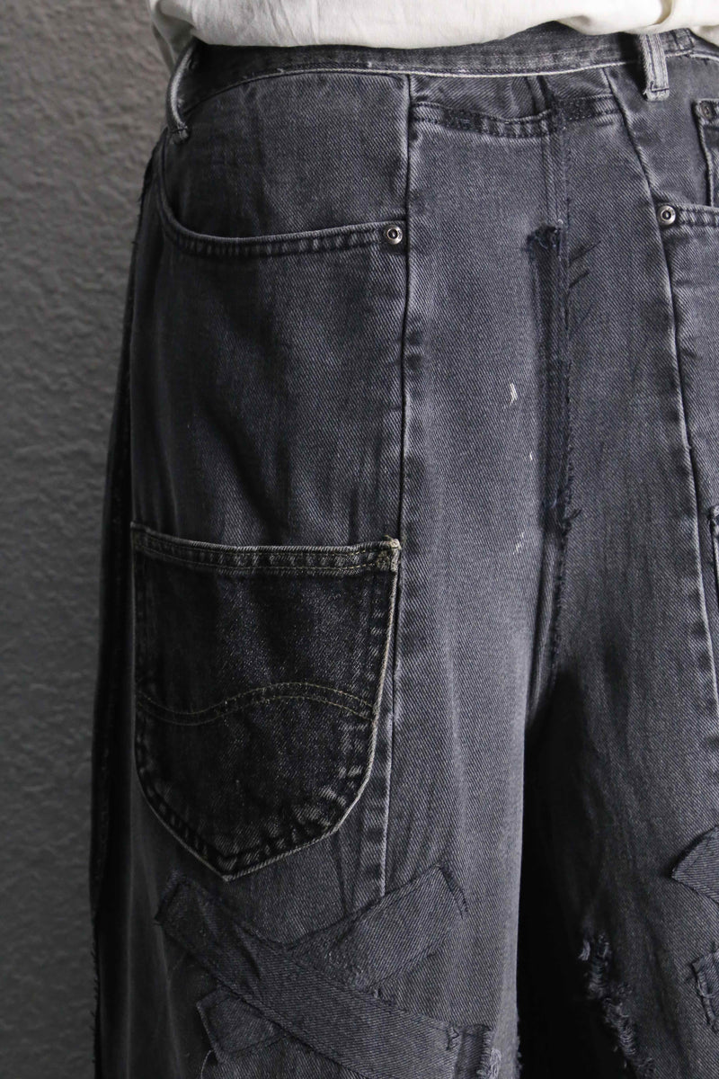 ''Re:make''  docking wide black denim pants