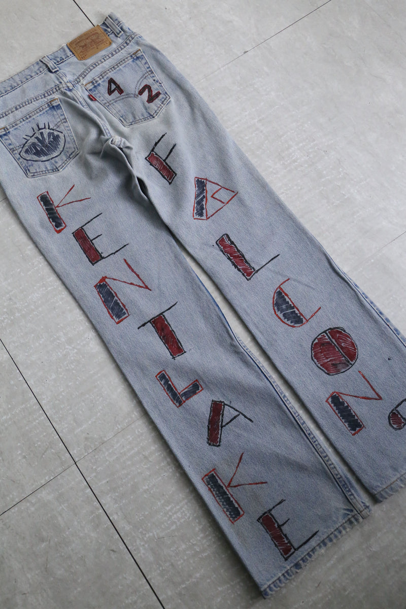 90’s "Levi's 517" previous owner's original painted saddleman jeans