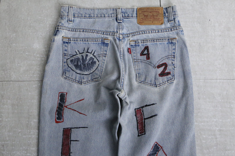 90’s "Levi's 517" previous owner's original painted saddleman jeans