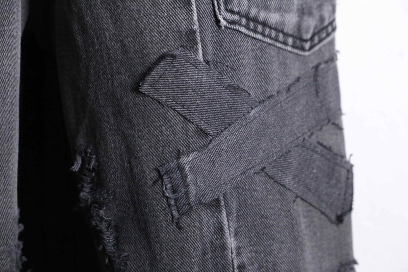 ''Re:make''  docking wide black denim pants