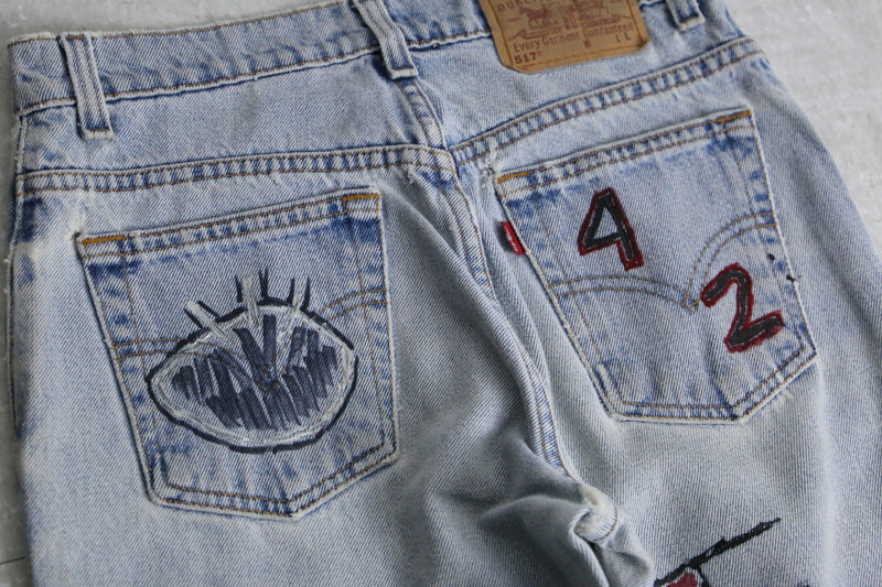 90’s "Levi's 517" previous owner's original painted saddleman jeans