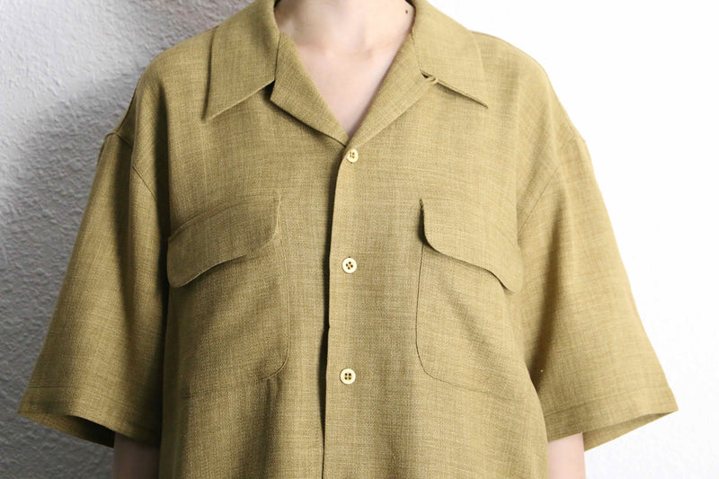 "PRONTI" khaki braiding open collar S/S shirt