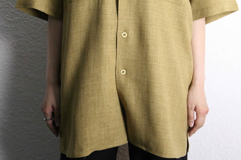 "PRONTI" khaki braiding open collar S/S shirt
