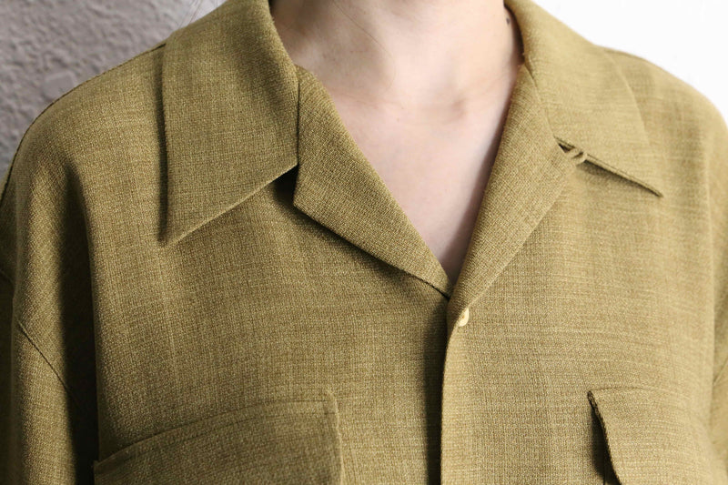 "PRONTI" khaki braiding open collar S/S shirt