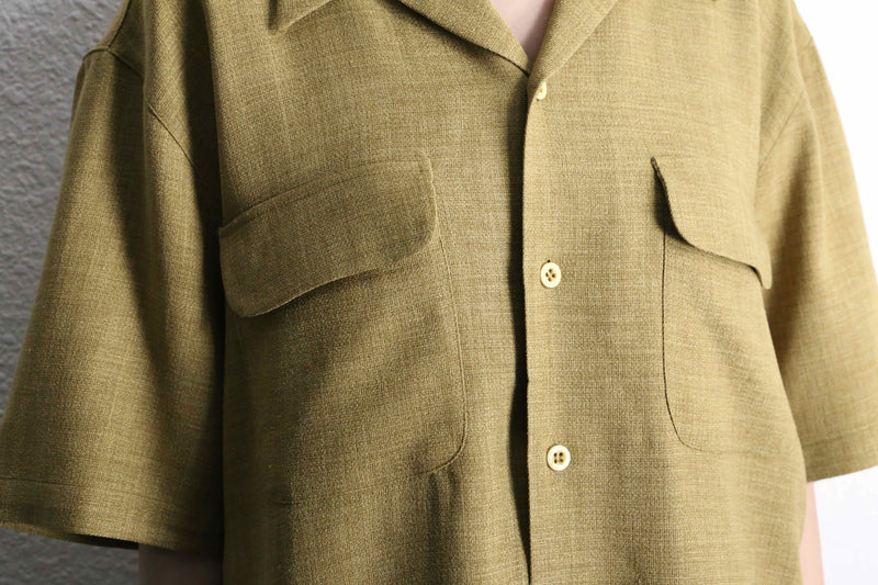 "PRONTI" khaki braiding open collar S/S shirt