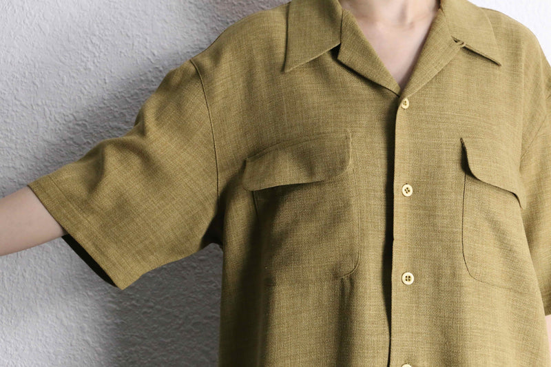 "PRONTI" khaki braiding open collar S/S shirt