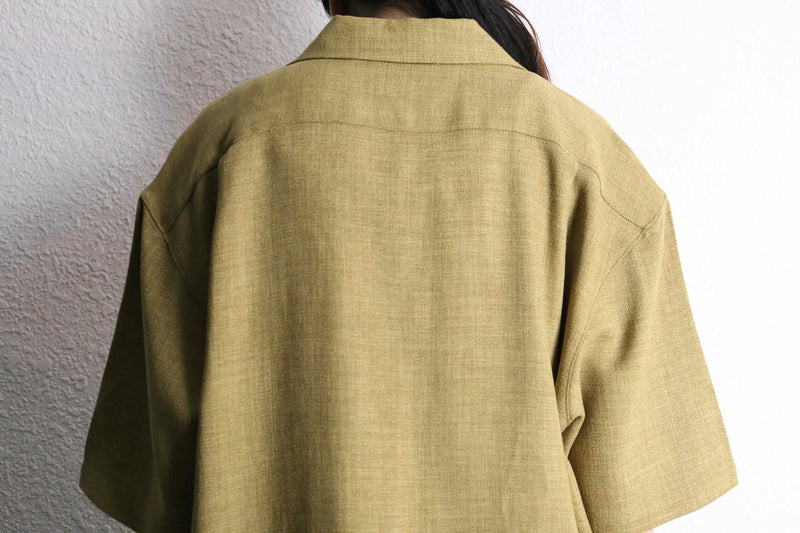 "PRONTI" khaki braiding open collar S/S shirt
