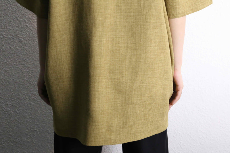 "PRONTI" khaki braiding open collar S/S shirt