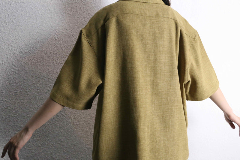 "PRONTI" khaki braiding open collar S/S shirt