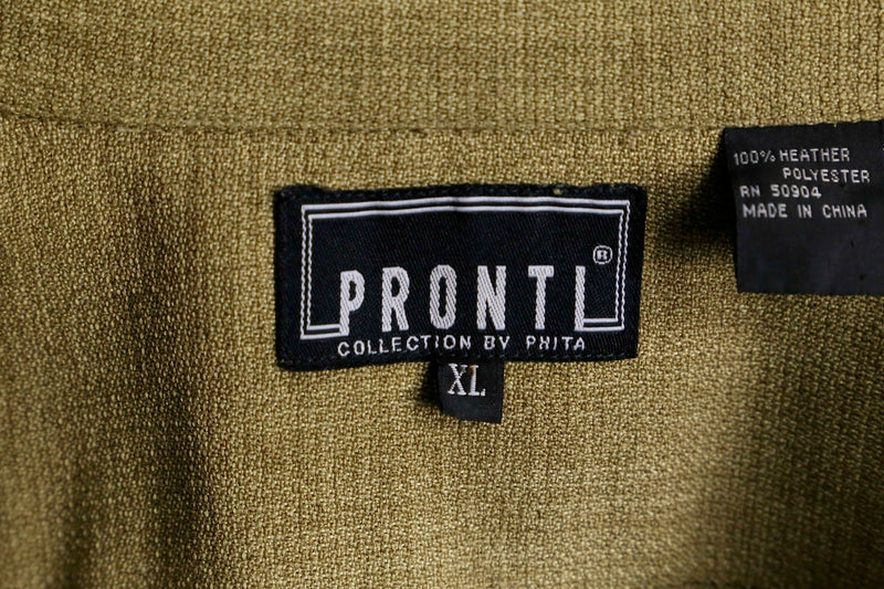 "PRONTI" khaki braiding open collar S/S shirt