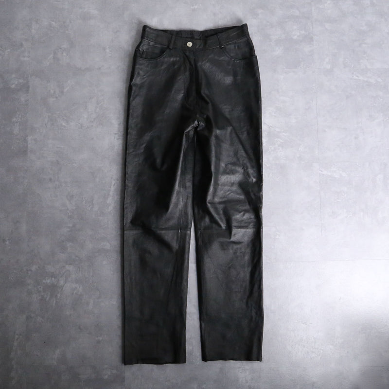 black fake leather pants