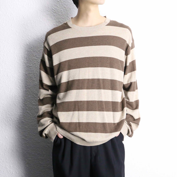 "PERRY ELLIS" brown×beige border knit