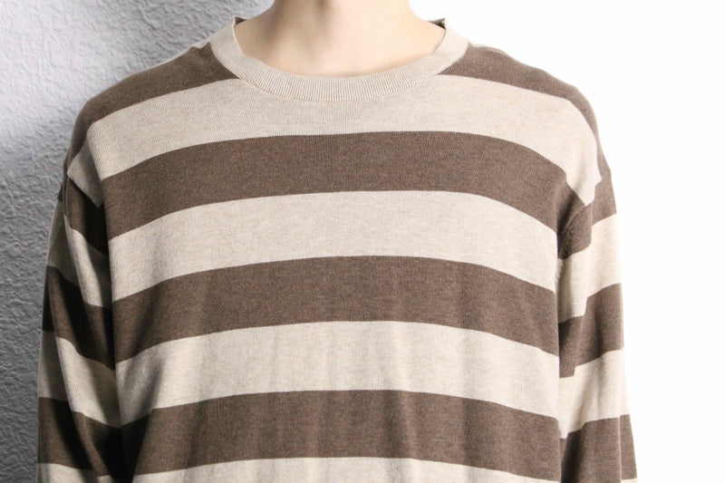"PERRY ELLIS" brown×beige border knit