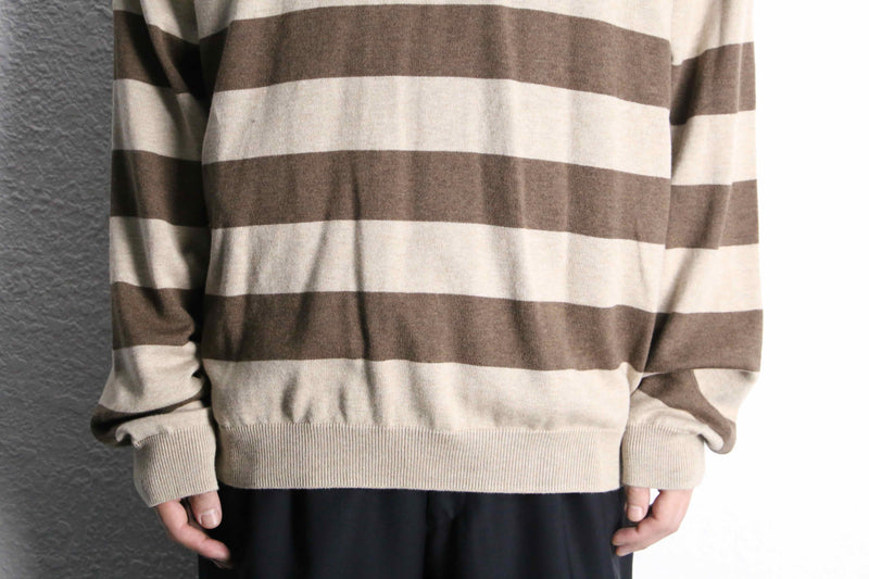 "PERRY ELLIS" brown×beige border knit
