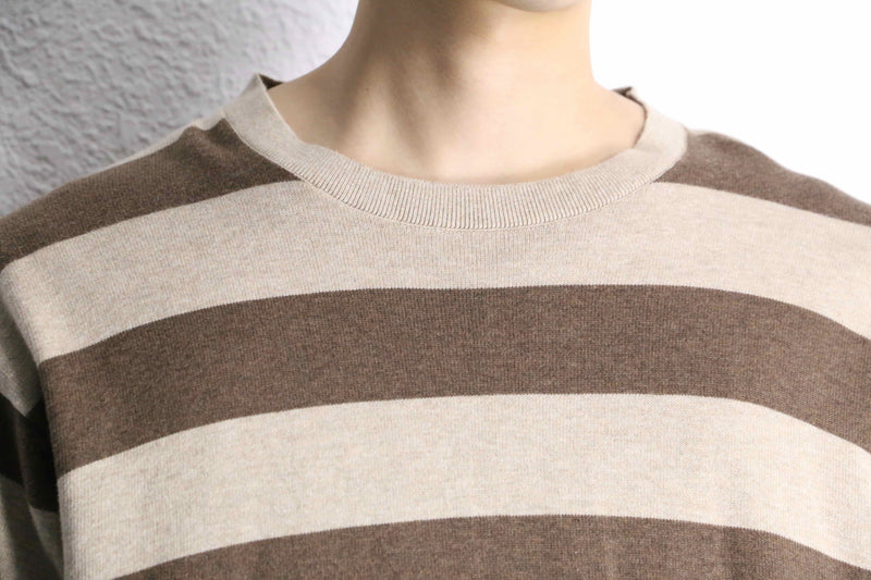 "PERRY ELLIS" brown×beige border knit