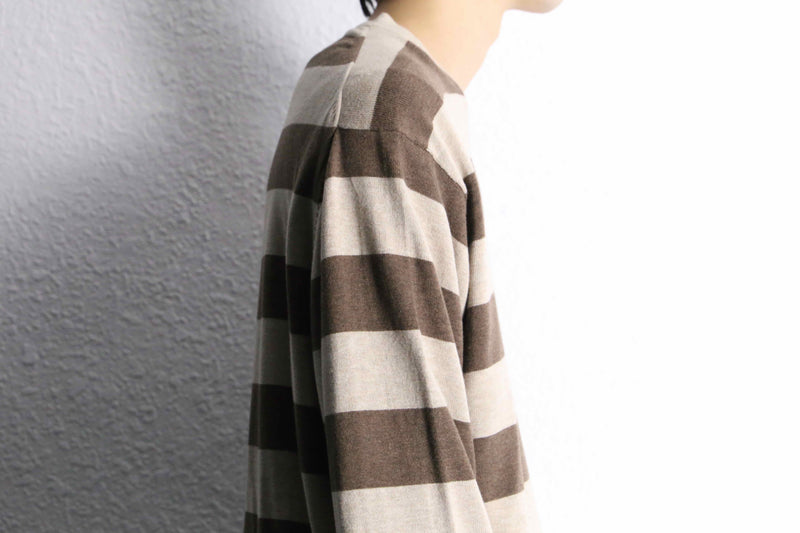 "PERRY ELLIS" brown×beige border knit