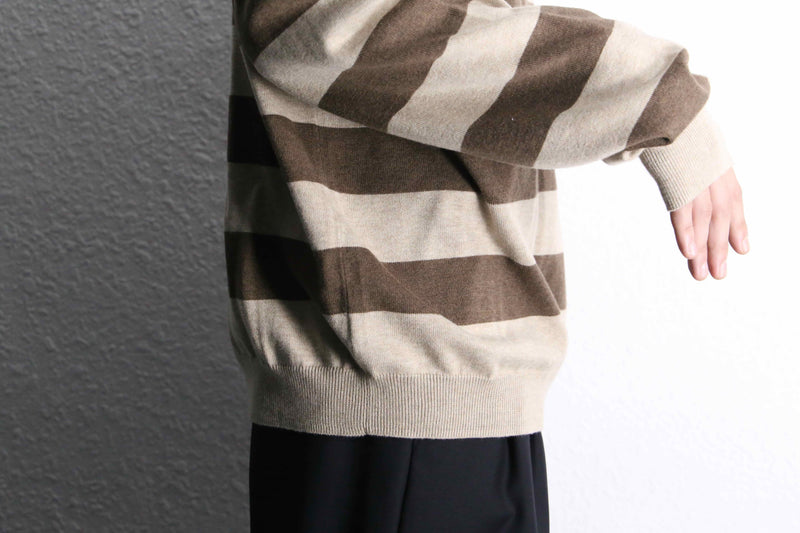 "PERRY ELLIS" brown×beige border knit