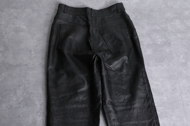 black fake leather pants