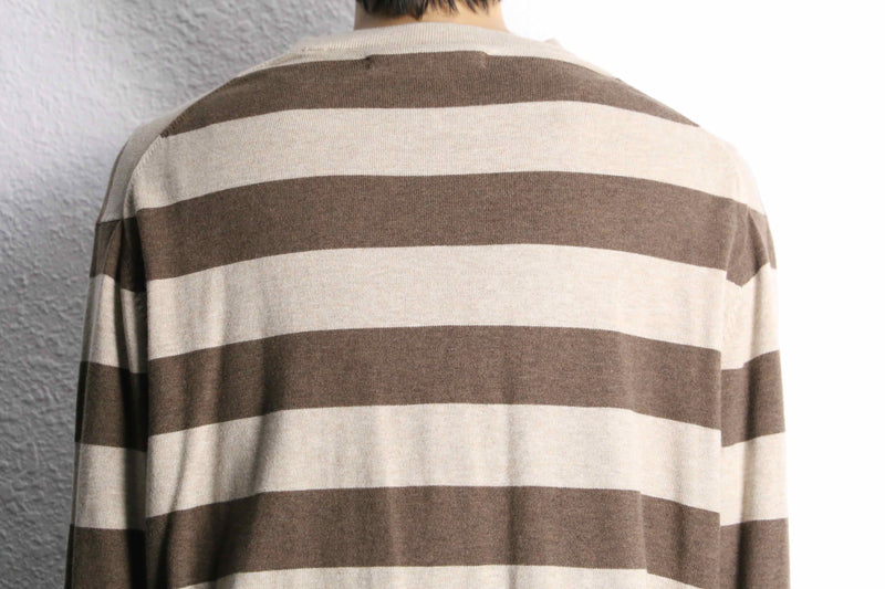"PERRY ELLIS" brown×beige border knit