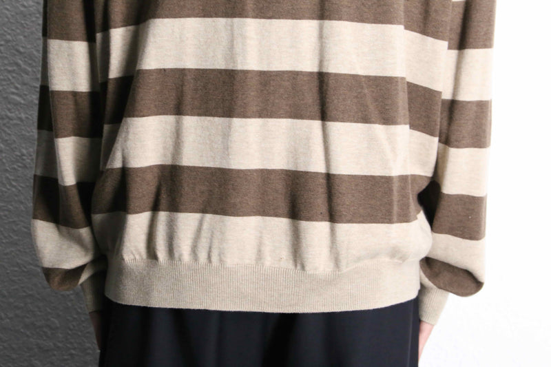 "PERRY ELLIS" brown×beige border knit