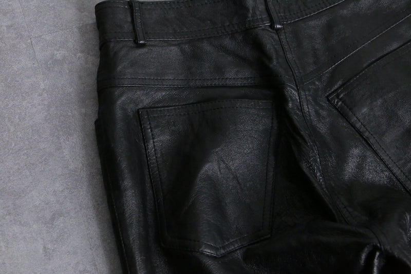 black fake leather pants