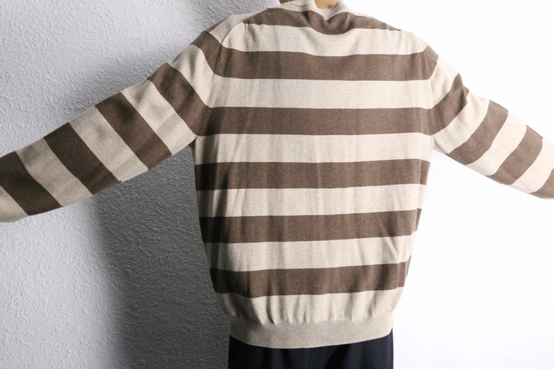 "PERRY ELLIS" brown×beige border knit
