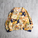 fishing pattern zip-up jacket