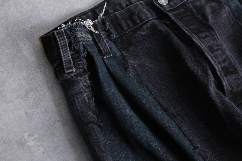 "Re:make" black tuck design buggy denim pants