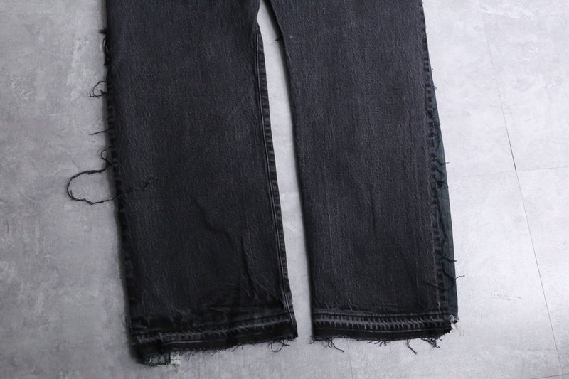 "Re:make" black tuck design buggy denim pants