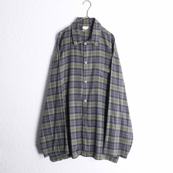 "Calvin Klein" mulch color check pattern flannel shirt