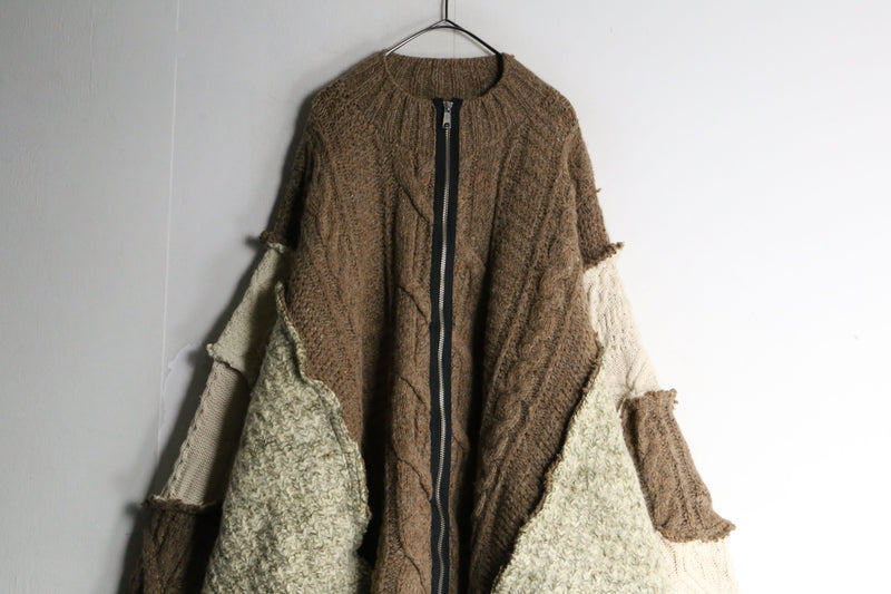 “Re:make” dolman sleeve double zip knit jacket