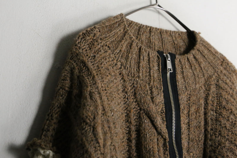 “Re:make” dolman sleeve double zip knit jacket