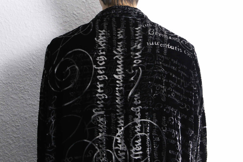 various letter design velours see-through shirt