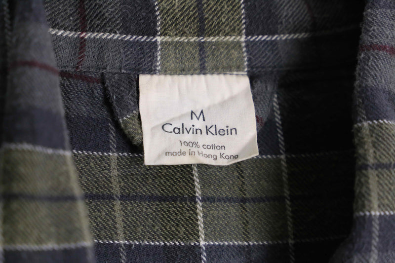 "Calvin Klein" mulch color check pattern flannel shirt