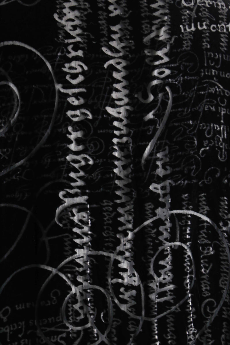 various letter design velours see-through shirt