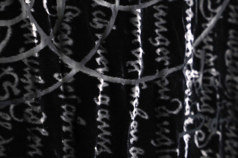 various letter design velours see-through shirt