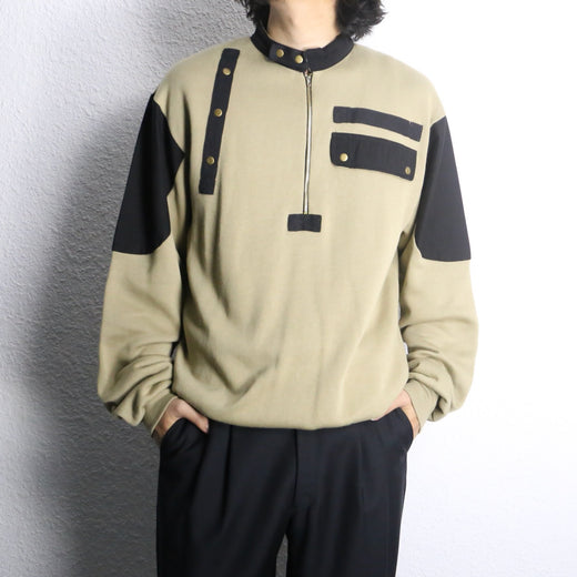 two-tone half zip pullover