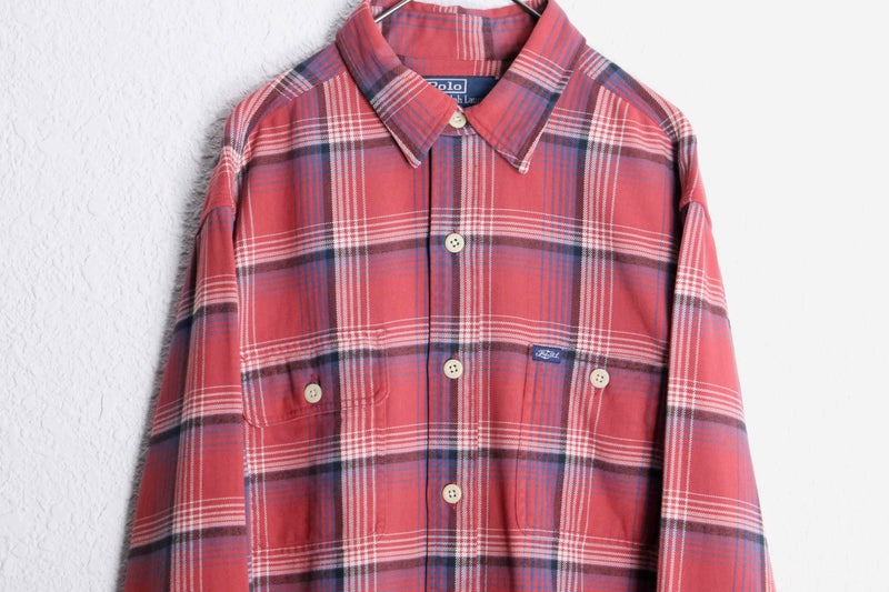 "Polo by RalphLauren" red check pattern flannel shirt