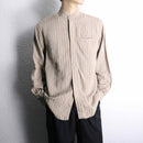 stripe collarless linen L/S shirt