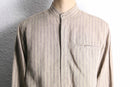 stripe collarless linen L/S shirt